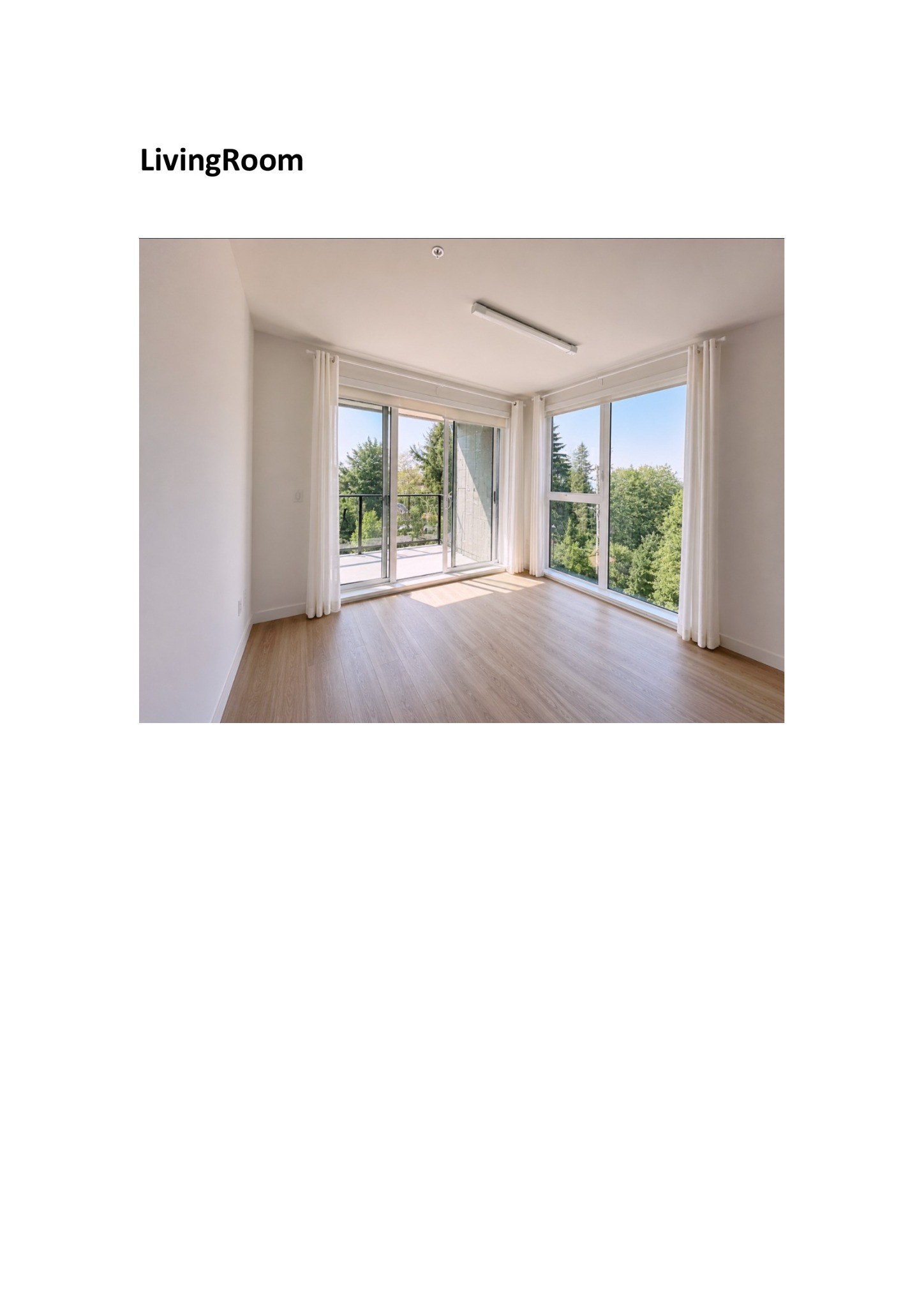 Bright living room with large windows and balcony